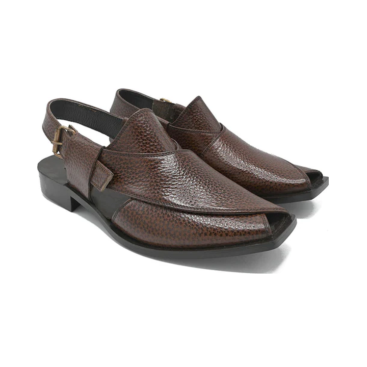 Brown Embossed Peshawari
