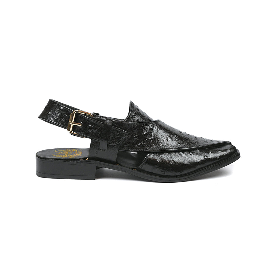 Ostrich Leather Peshawari - Black