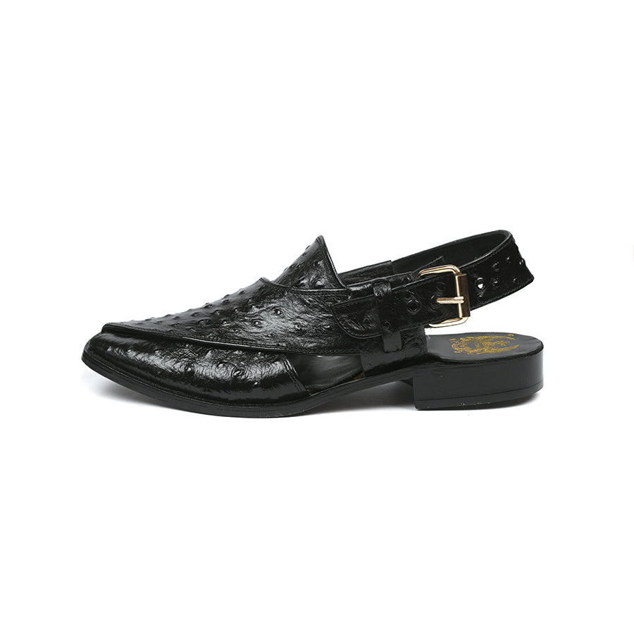 Ostrich Leather Peshawari - Black