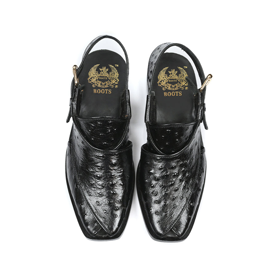 Ostrich Leather Peshawari - Black