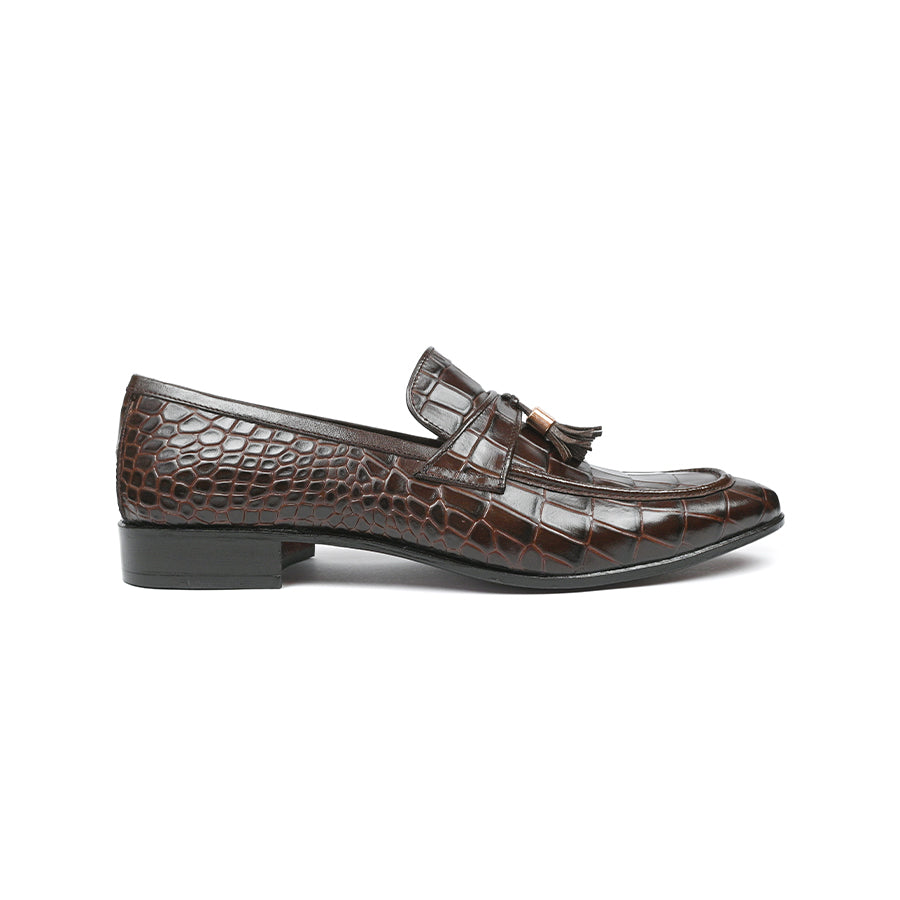 Tassles Croc Brown