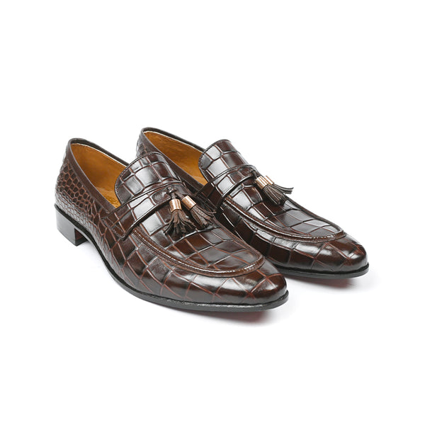 Tassles Croc Brown