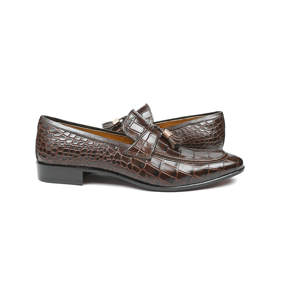Tassles Croc Brown