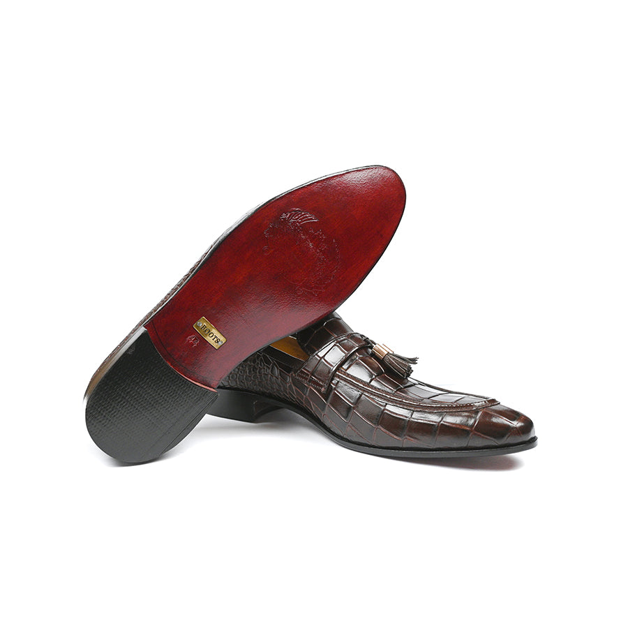 Tassles Croc Brown